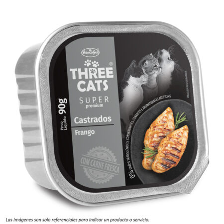Three Cats Paté Gatos Castrados sabor Pollo 90g