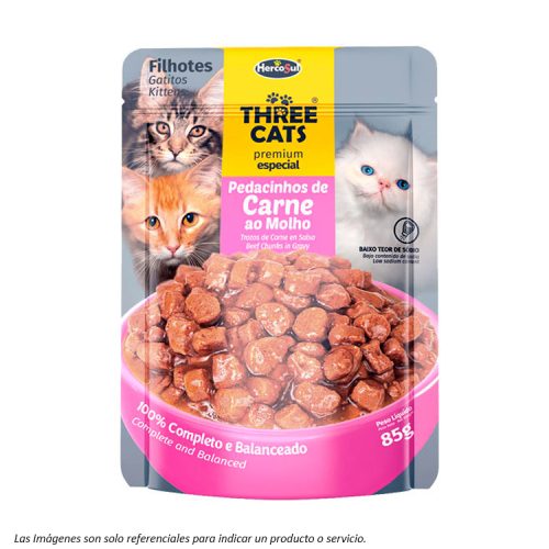 Three Cats Sachet Gatitos sabor Carne 85g