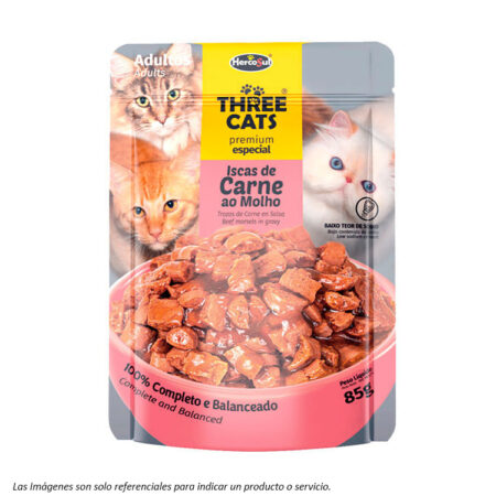 Three Cats Sachet Gatos Adultos sabor Carne 85g
