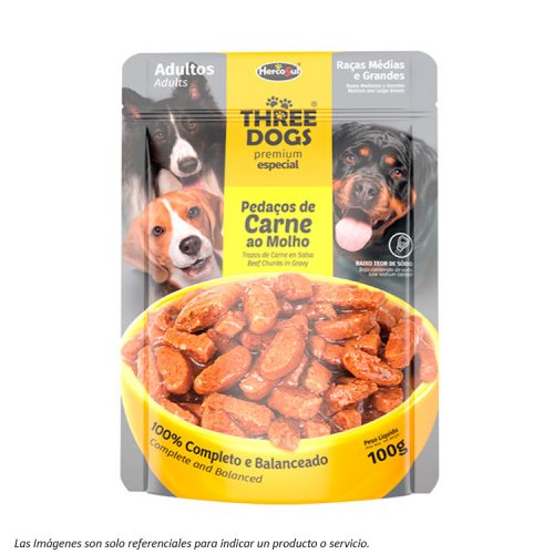 Three Dogs Sachet Razas Medianas sabor Carne 100g