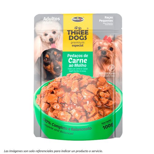 Three Dogs Sachet Razas Pequeñas sabor Carne 100g
