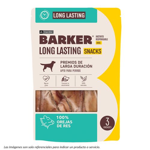 portada Snack Barker Long Lasting Orejas de Res para Perros