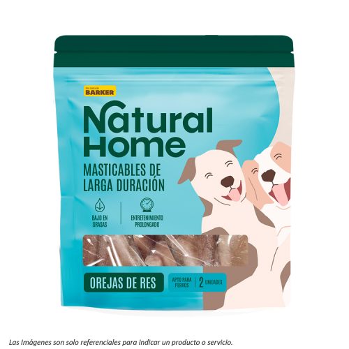 portada del snack masticable Natural Home Orejas de Res