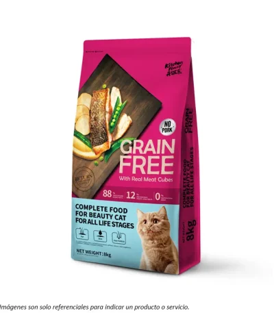 Alimento Kitchen Flavor Beauty Cat para Gatos de todas las edades con cubitos de salmón deshidratado