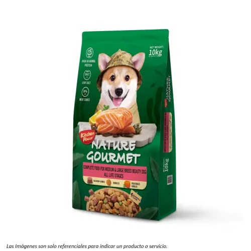 Alimento Kitchen Flavor Beauty Dog para Perros de todas las Raza y todas las edades con cubos de salmón