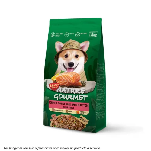 Alimento Kitchen Flavor Small Beauty Dog para Perros de Raza Pequeña de todas las edades con cubos de salmón
