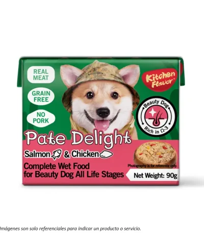 Alimento Húmedo Kitchen Flavor pate delight Beauty Dog sabor salmon y pollo para perros de todas las edades y razas