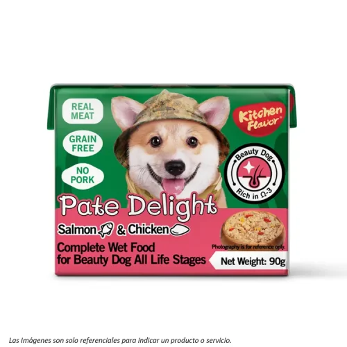 Alimento Húmedo Kitchen Flavor pate delight Beauty Dog sabor salmon y pollo para perros de todas las edades y razas