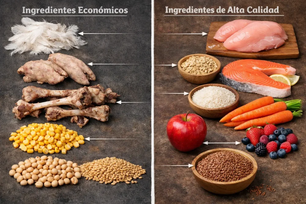 Comparativa ingredientes alimentación saludable mascotas - NutriPaw